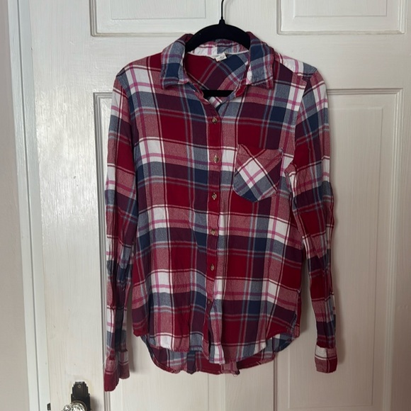 Aeropostale Lightweight Flannel Button Up Long Sleeve Women's Shirt Size Medium - Picture 1 of 8